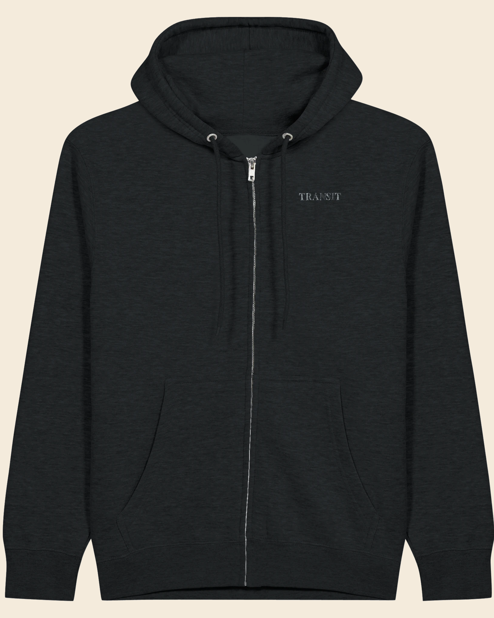 Transit — Silver Zip Hoodie