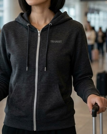 Transit — Silver Zip Hoodie